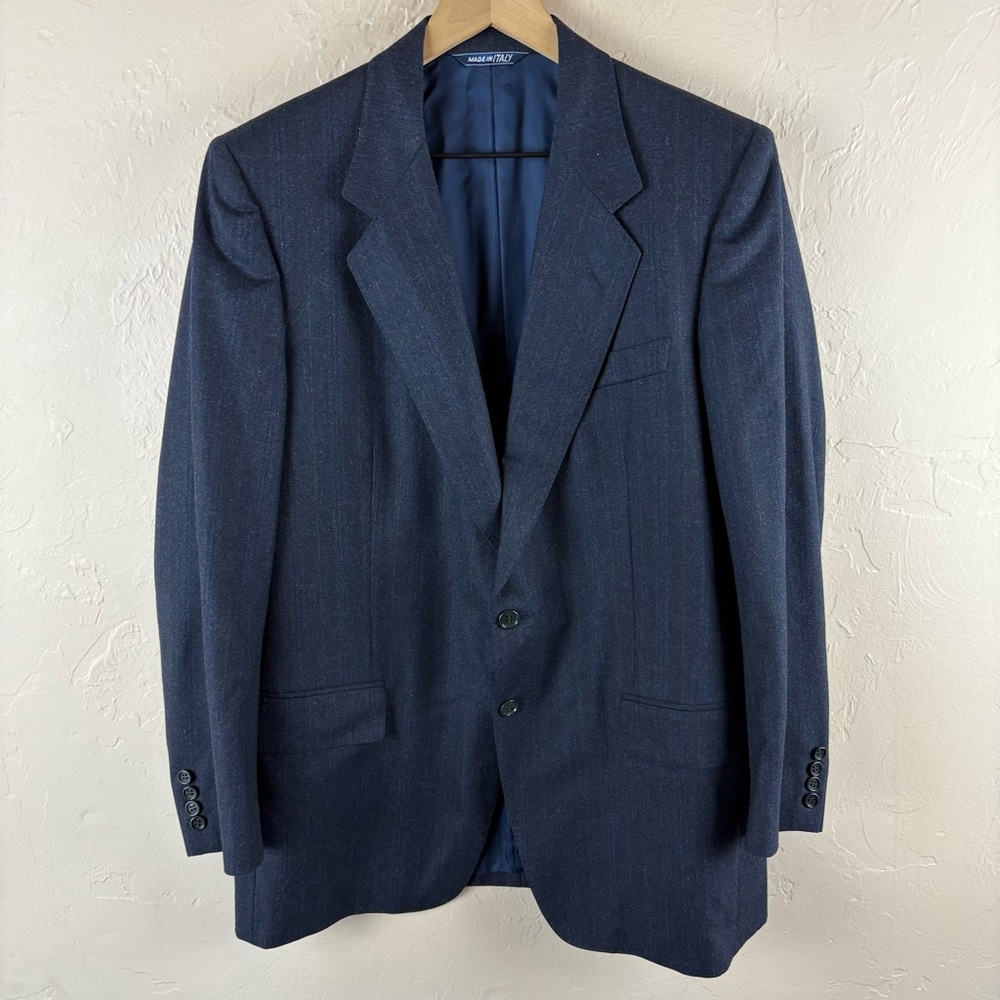 Canali Loro Piana Navy Blue Sport Coat Blazer Italy Super 100s Wool Mens size 50
